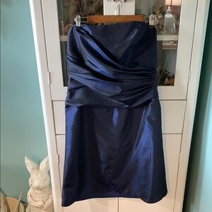 Amsale sz 14 Elegant Navy Blue Women's Strapless Formsl Dress euc